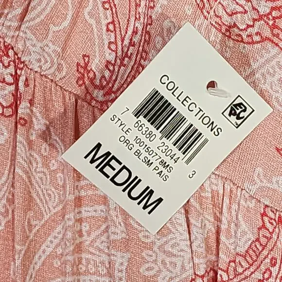 Charter Club Sleeveless Nightgown Lace Trim Orange Blossom Paisley Medium - Picture 7 of 9